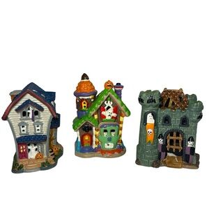 Set of 3 Vintage Halloween Haunted Houses – Ceramic/Resin Decorations 4”